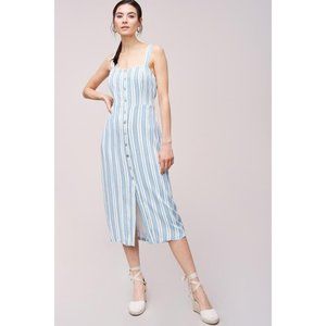 No Rest for Briget Cotton Candy LA Slip Dress M Blue White Striped Lined NWT